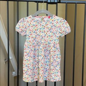 Mini Boden Girls Floral Puff Sleeve Dress - Multicolor 2-3Y